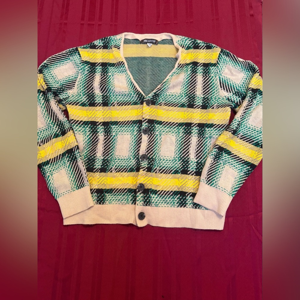 Urban Outfitters Green and Yellow Plaid Sweater